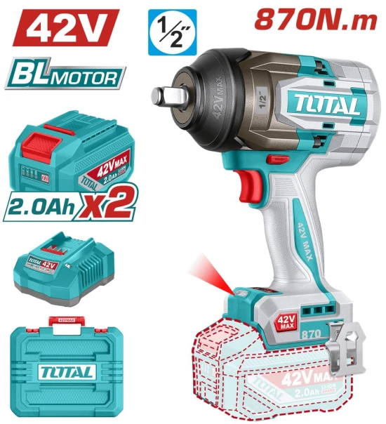 TOTAL LLAVE DE IMPACTO  42V 870NM TIWLI42862  2B  World Shop