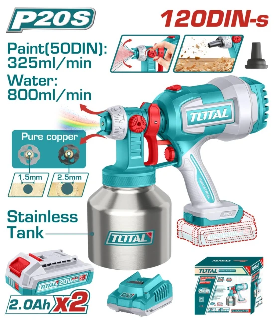 TOTAL  PISTOLA DE PINTURA  20V  120DIN TSGLI200414 World Shop