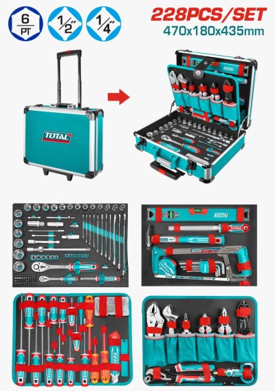 TOTAL  JUEGO DE HERRAMIENTAS MANUALES 228PCS  THKTHP62287  World Shop