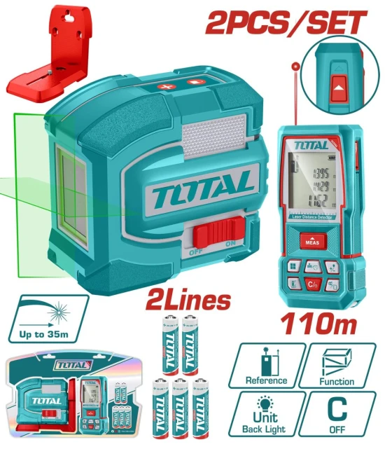 TOTAL  COMBO 2PCS  NIVEL LASER + MEDIDOR DE DISTANCIA  TOSLL260401  World Shop