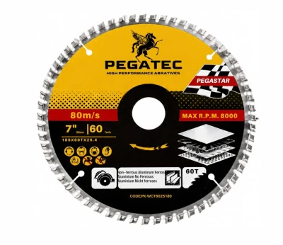PEGATEC  DISCO PARA ALUMINIO 180X60TX25.4MM  LCT6018025  World Shop
