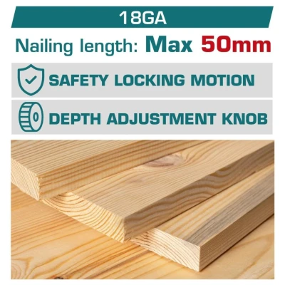 TOTAL  PISTOLA CLAVADORA DE MADERA 20V  F15~F50 50MM  TCBNLI500857 World Shop