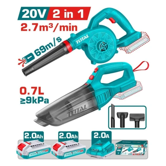 TOTAL  COMBO 2PCS SOPLADOR + ASPIRADOR 20V  TOSLI240999 World Shop
