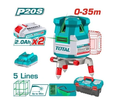 TOTAL NIVEL LASER 20V  35M  5 LINEAS VERDE  TLL3053085 World Shop