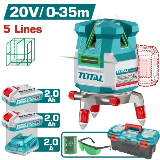 TOTAL NIVEL LASER 20V  35M  5 LINEAS VERDE  TLL3053085 World Shop