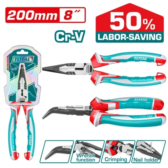TOTAL  ALICATE DE PUNTA DOBLADA  8 200MM  THT241808S World Shop