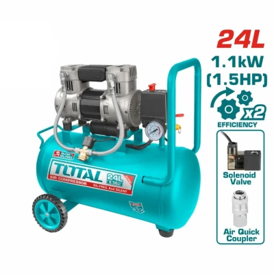 TOTAL  COMPRESOR DE AIRE  24L 1.5HP  UTCS1110242 SIN ACEITE  World Shop
