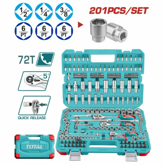 TOTAL KIT DE HERRAMIENTAS JUEGO DE VASOS 201PCS  THTS082016 World Shop