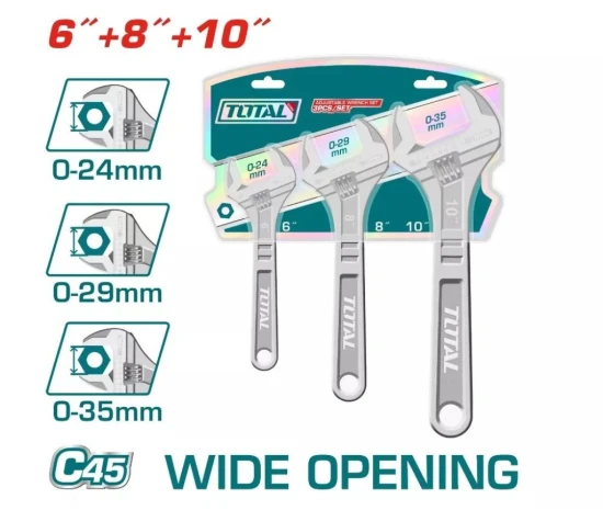 TOTAL JUEGO DE LLAVES AJUSTABLES 3PCS  THTK1013 World Shop